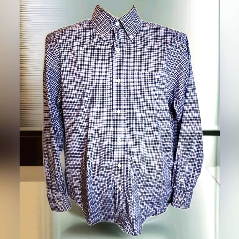 125 Lauren Ralph Lauren Dress Shirt Size 15 1/2 34-35 100% Cotton Blue White